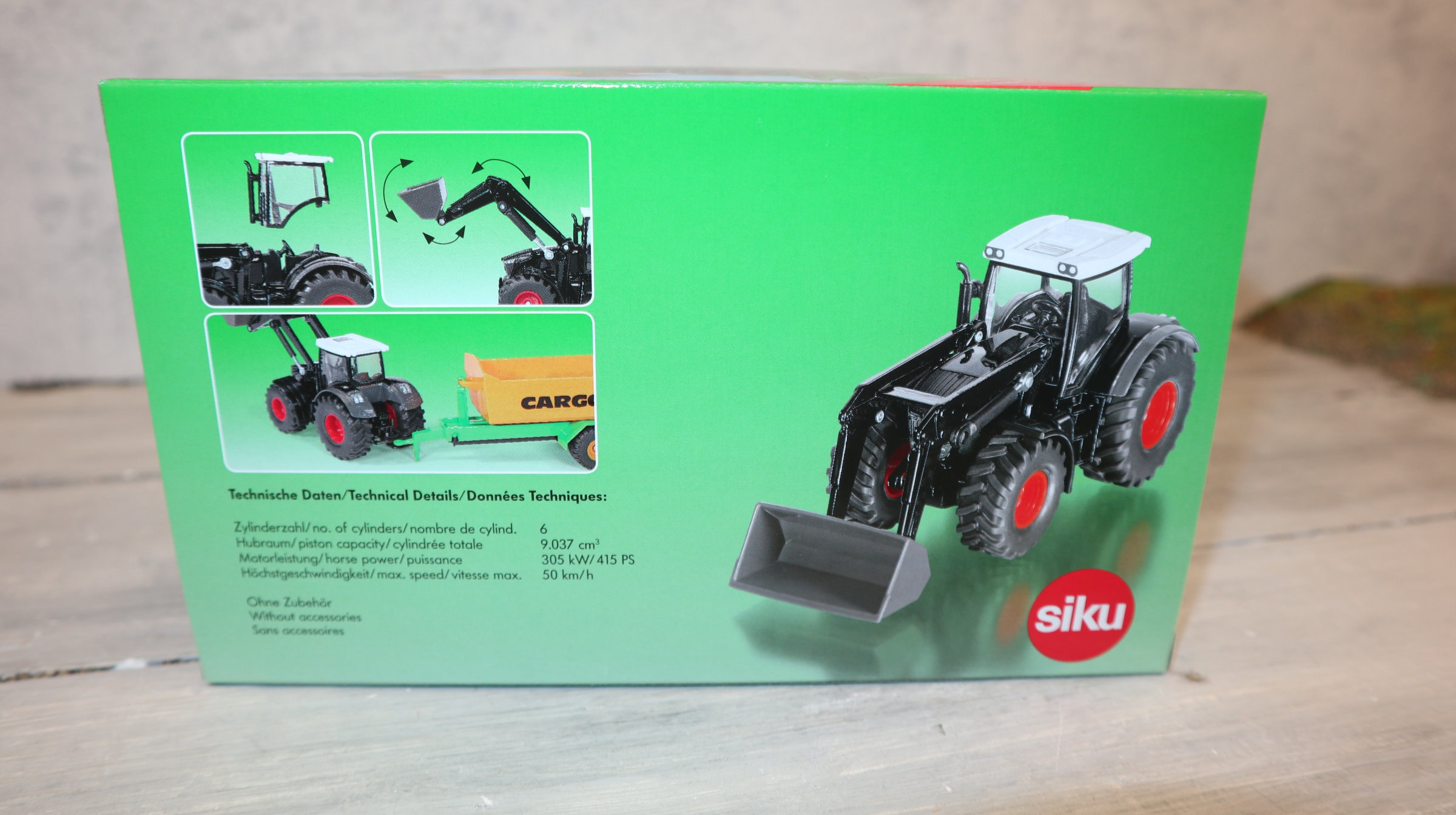 Siku 1990 in 1:50 Fendt 942 mit Frontlader in schwarz, Neu in OVP
