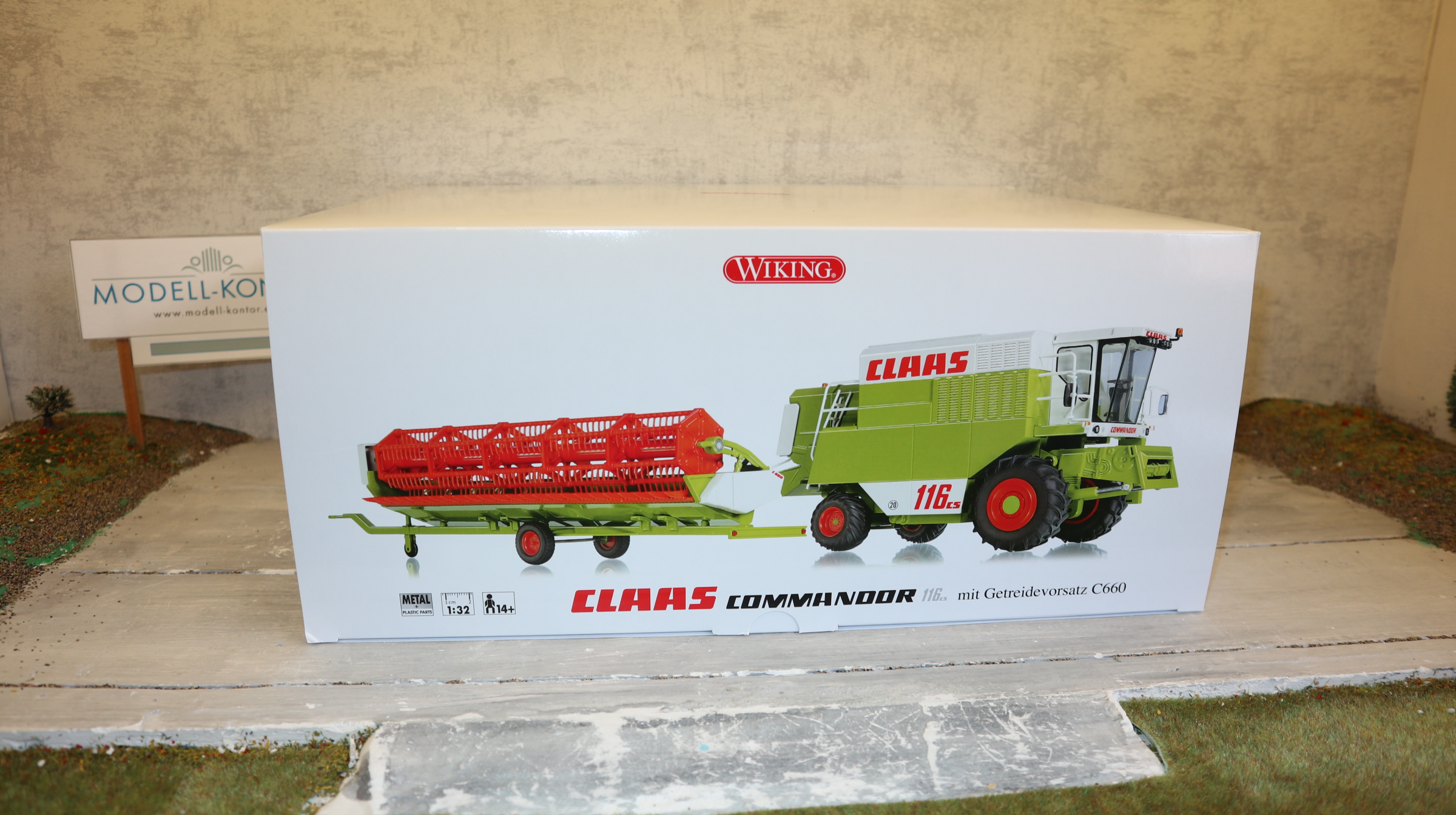 WIKING 077834 in 1:32, Claas Commander 116 mit Getreidevorsatz C660, NEU in OVP