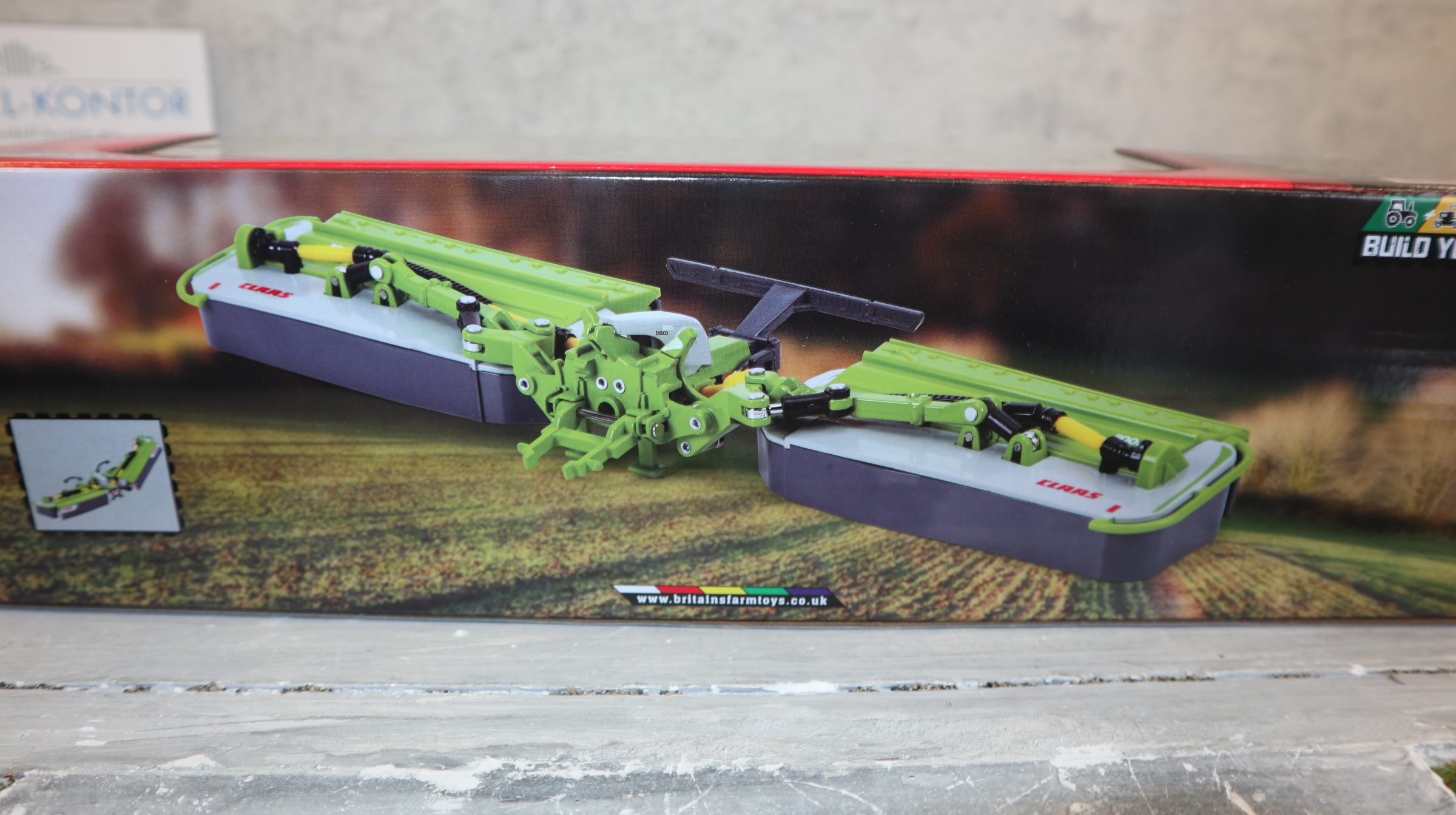 Britains 43303 + 43302 in 1:32 als SET: Claas Disco Front und Heck-Mäher, NEU in OVP