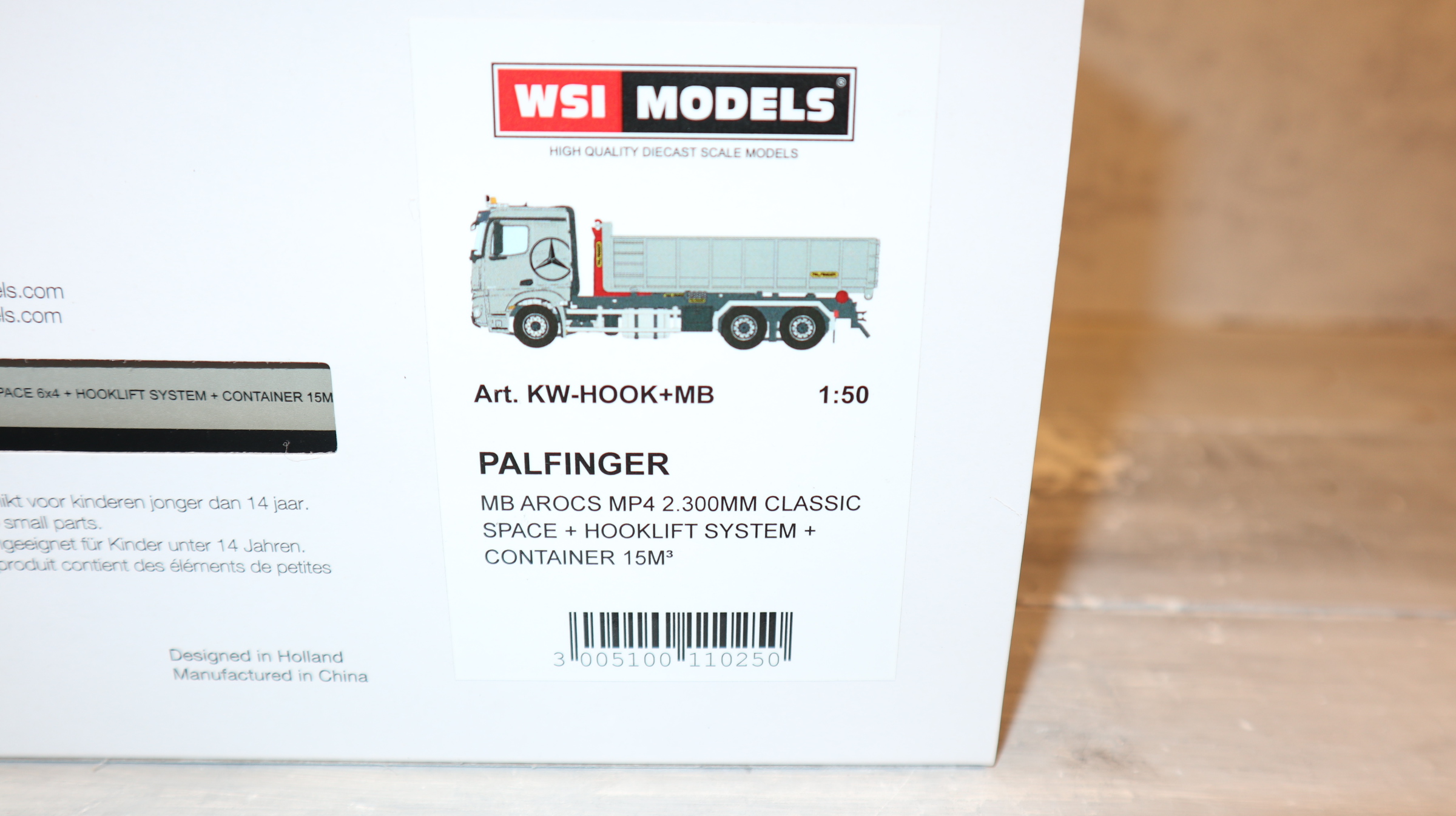 WSI 02-3792 in 1:50, MB Arocs MP4 6x4 silber Palfinger Abroller, NEU in OVP