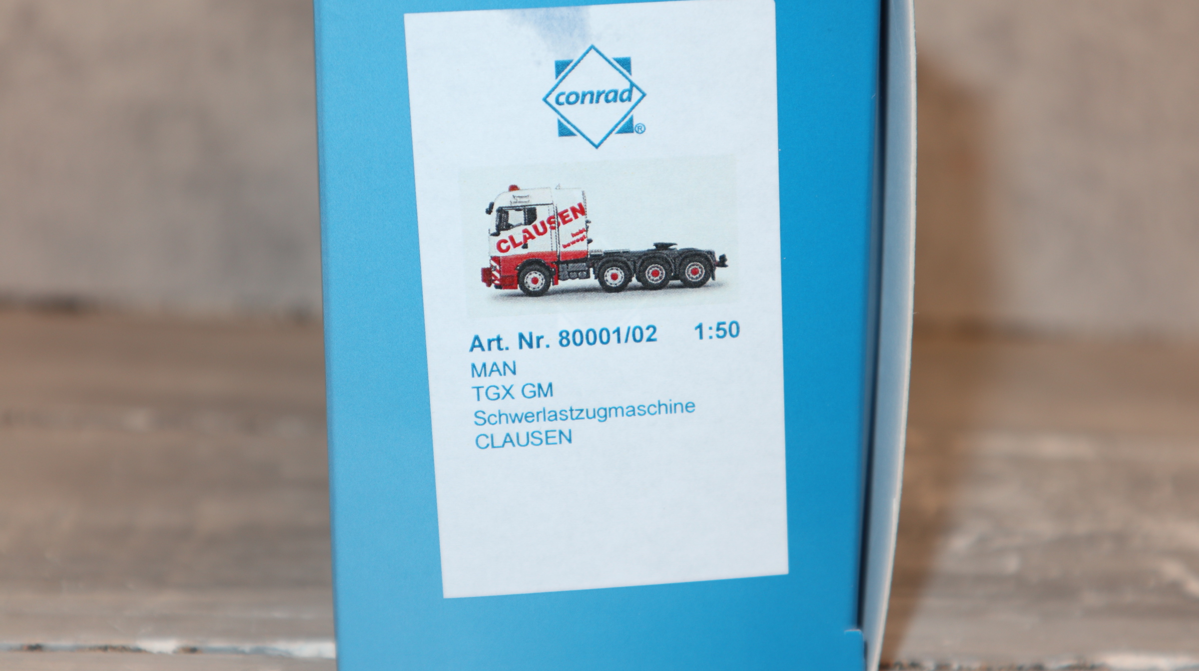 Conrad 80001/02 in 1:50 , MAN TGX TG3 Schwerlast-SZM 8x4, CLAUSEN, NEU in OVP