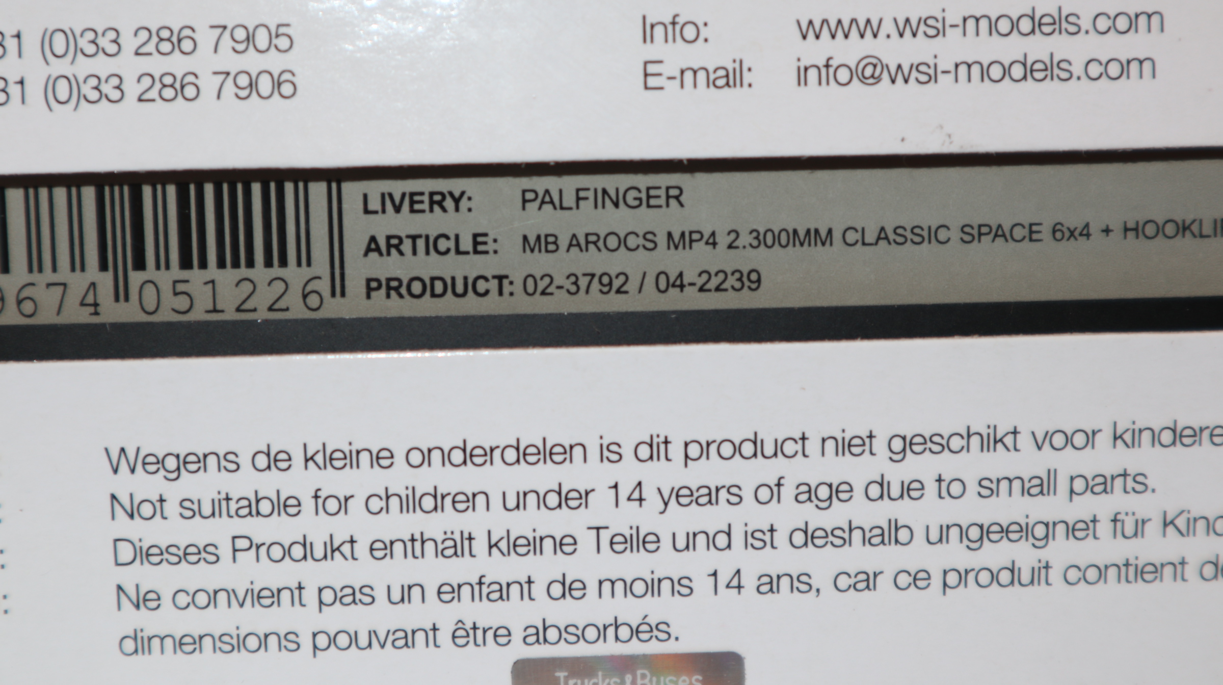 WSI 02-3792 in 1:50, MB Arocs MP4 6x4 silber Palfinger Abroller, NEU in OVP