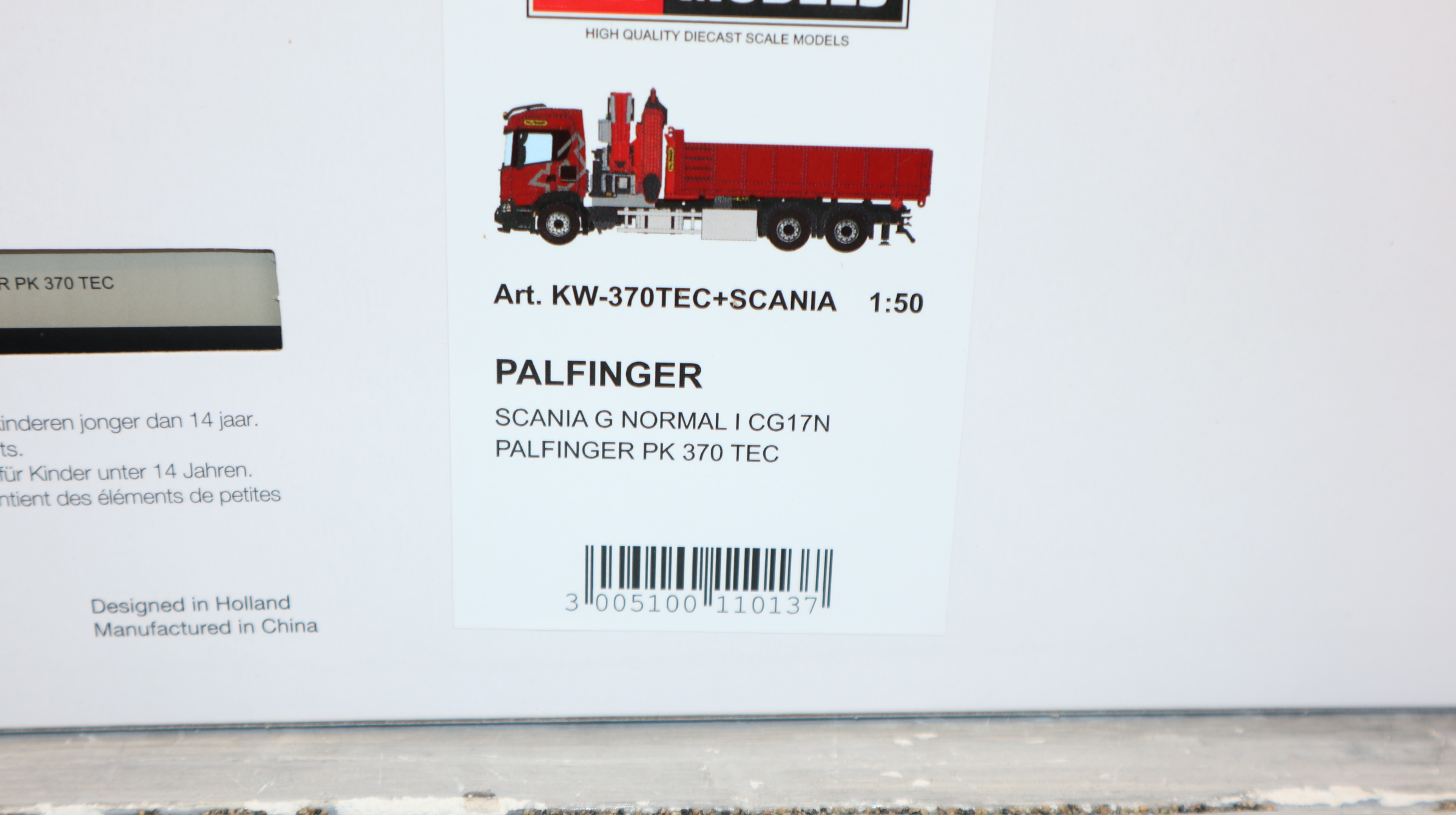 WSI 02-3667 in 1:50, SCANIA G XT 6x4, Palfinger PK 370 TEC weinrot,  NEU in OVP