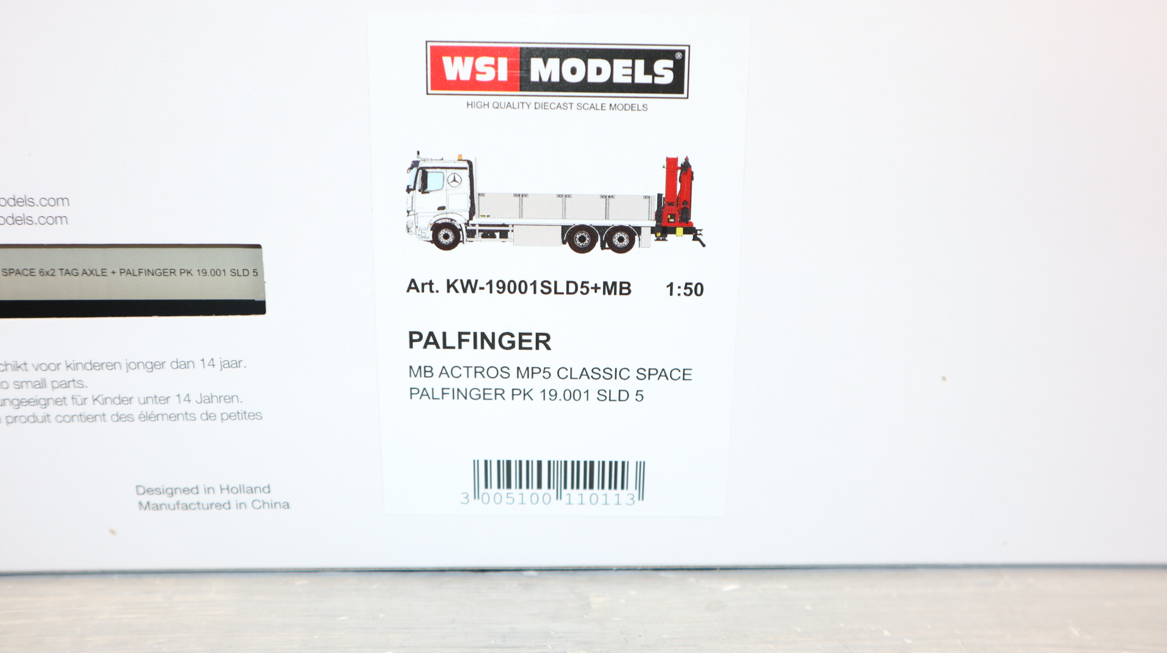 WSI 02-3665 in 1:50, MB ACTROS MP5 + Palfinger PK 19001 weiß, Baustoffwagen NEU in OVP