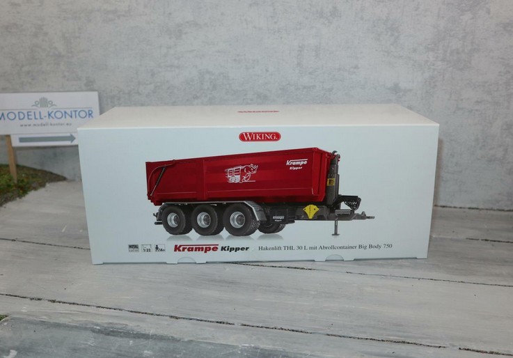 WIKING 077826 in 1:32, Krampe Hakenlift mit Container, NEU in OVP