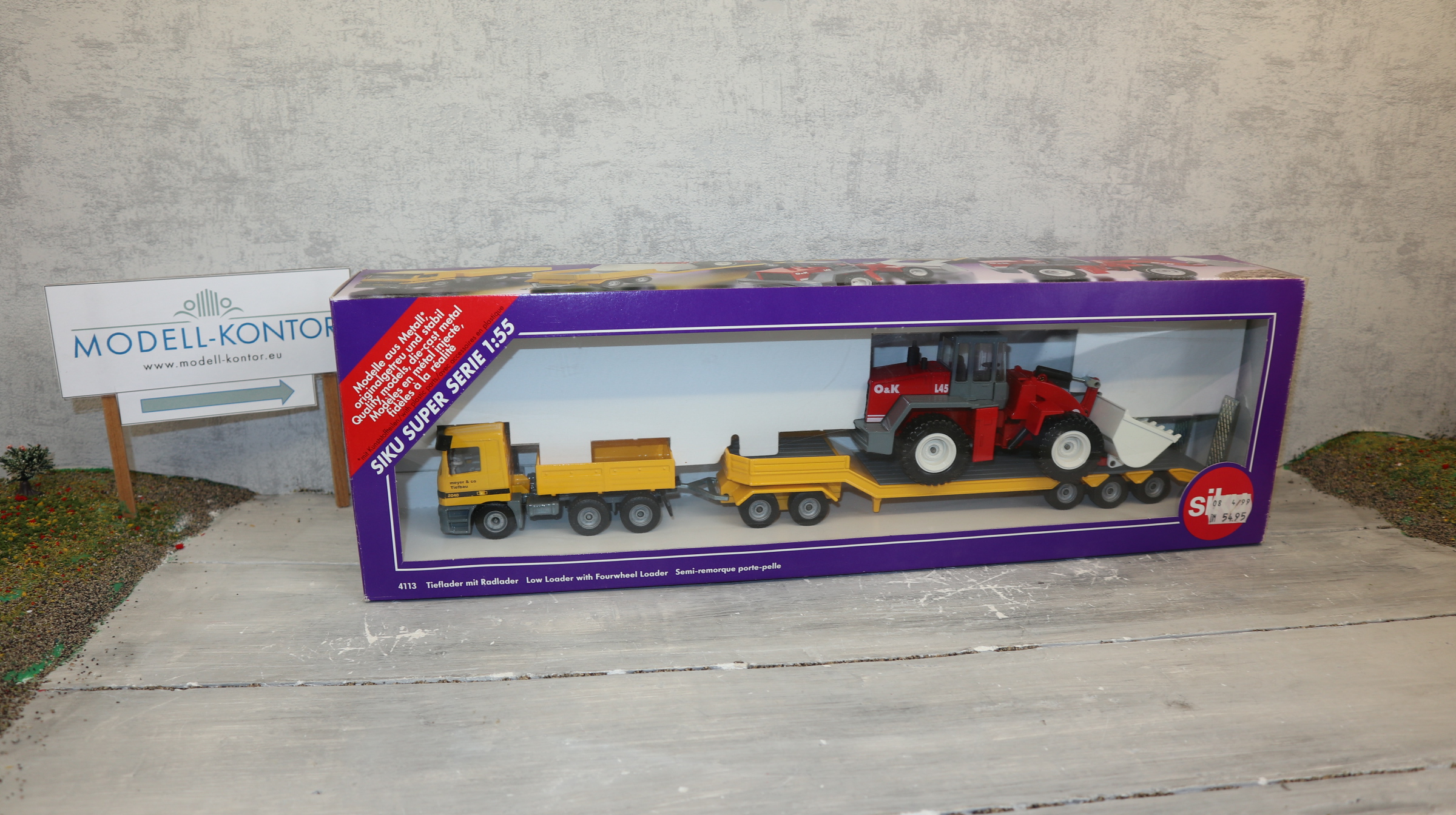 Siku 4113 in 1:55,  MB mit Tieflader und Radlader "Meyer&Co, Tiefbau", Neu in OVP