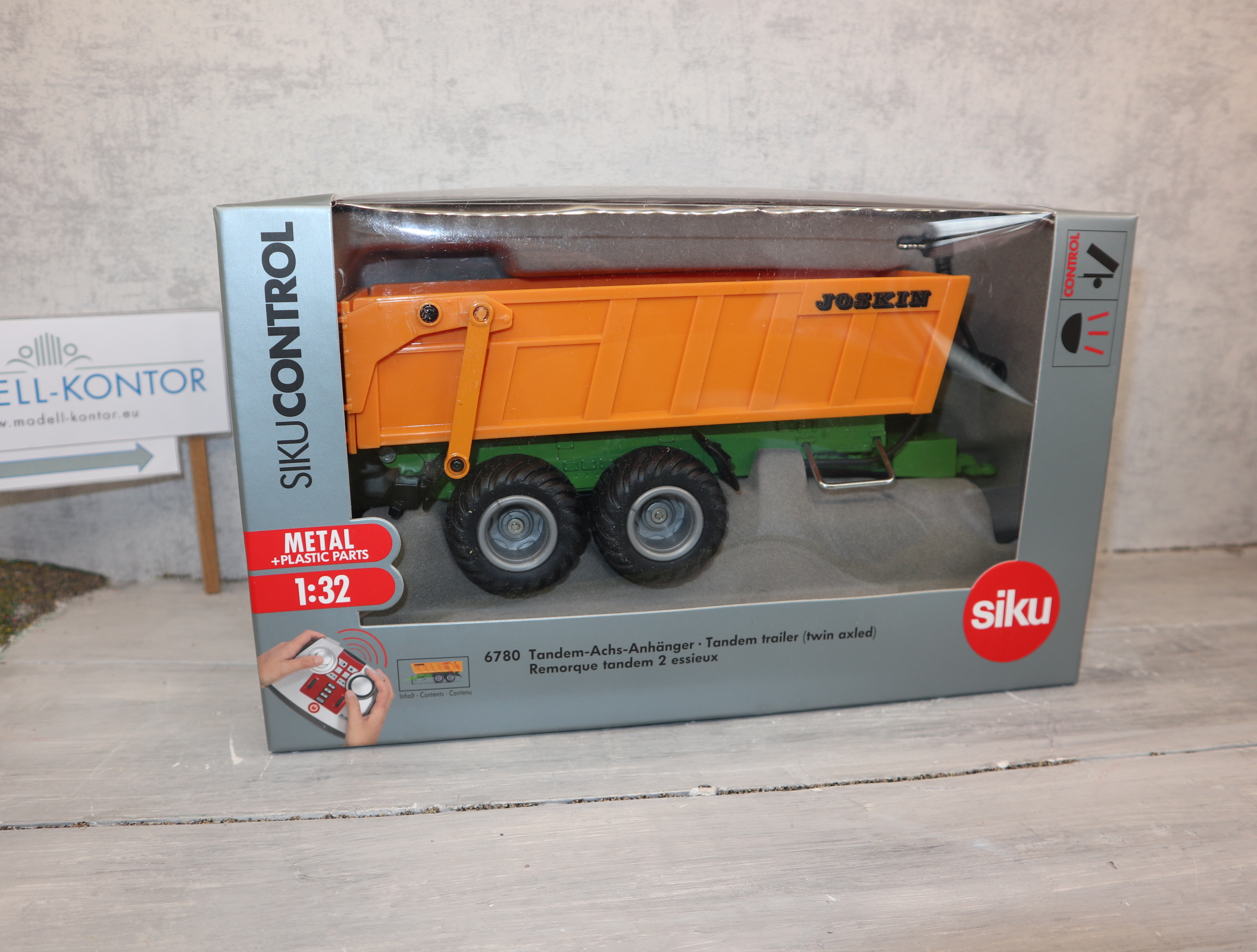 Siku 6780 1:32 Control Tandem-Hinterkipper orange ohne eigenen Akku in OVP